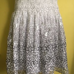 WHITE HOUSE BLACK MARKET Silk Skirt White Silver M