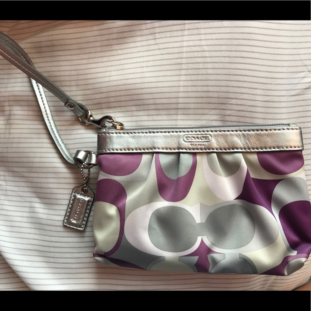 Coach Purple and Silver Wristlet!