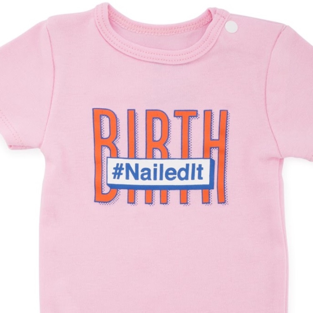 Birth #nailedit Funny Baby Onesie pink