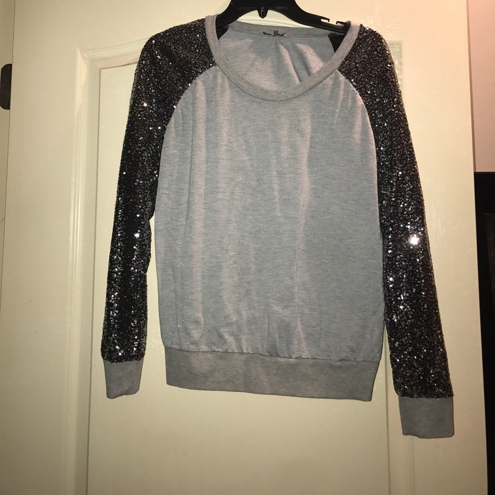 Sequin sleeve sweatshirt