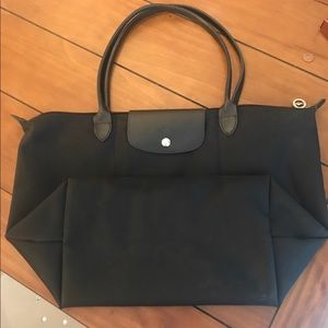 Large black on black  longchamp bag