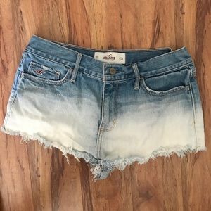 Ombré bleached mid rise shorts