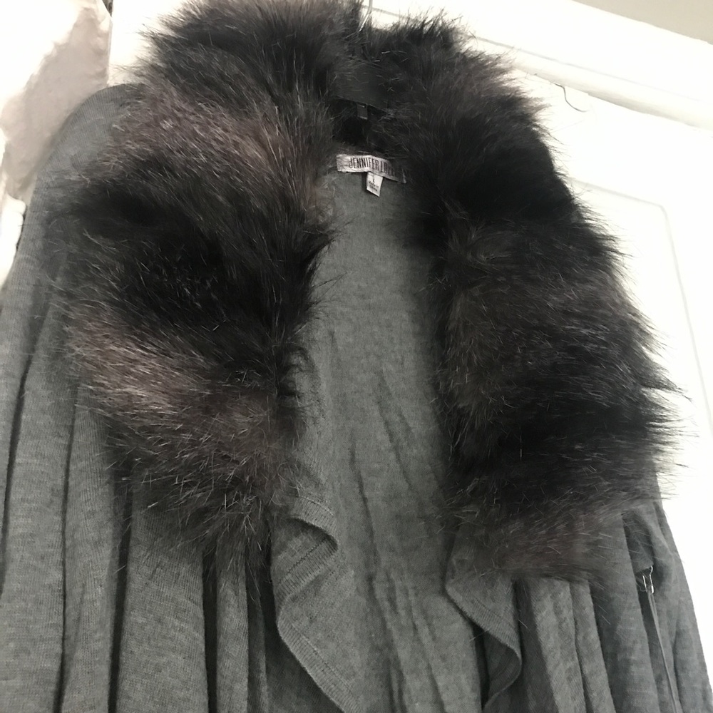 Long cardigan with faux fur