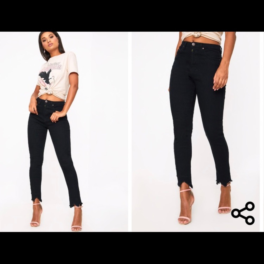 ✖️SOLD✖️ Black distress hem straight leg jean