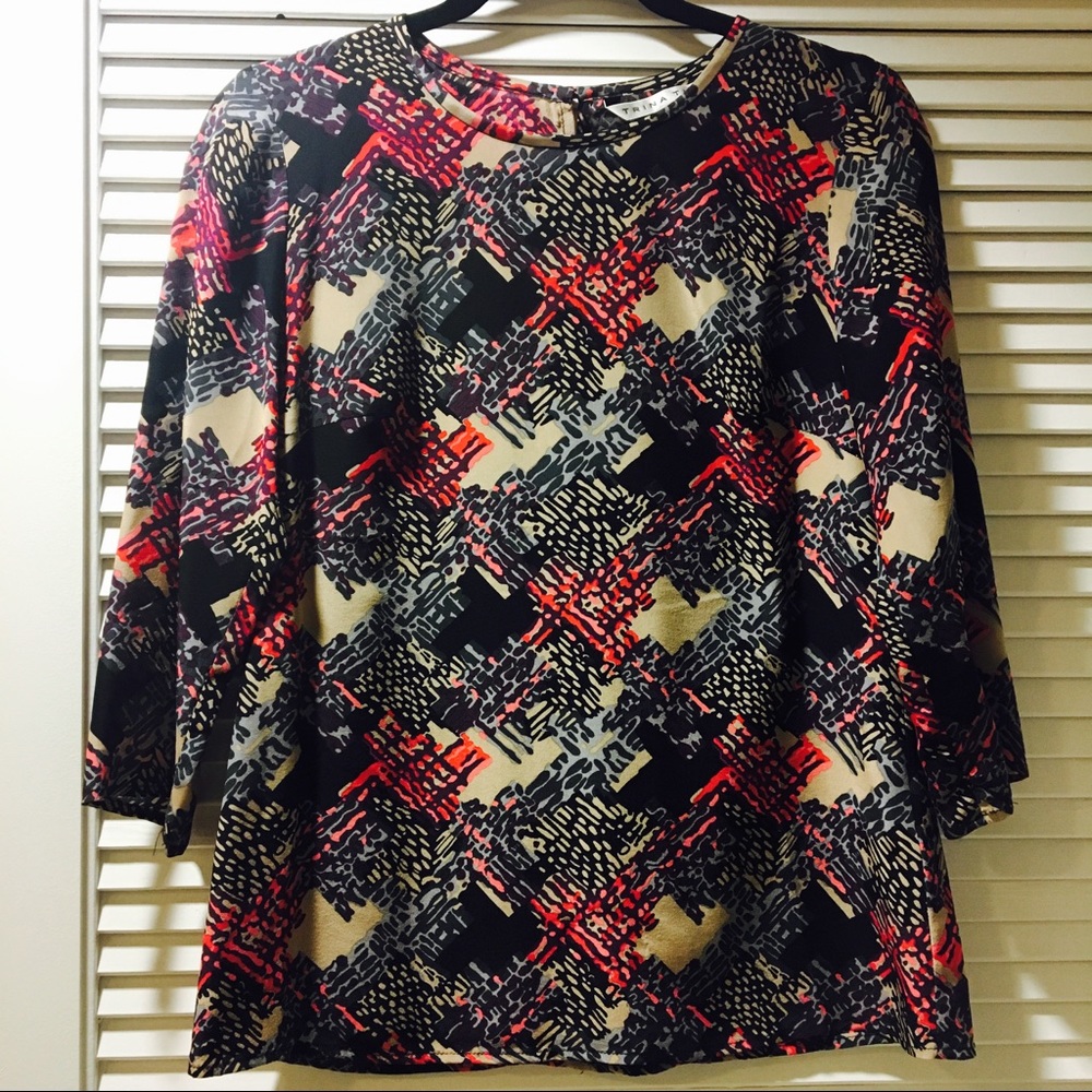 Trina Turk Silk Blouse 3/4 sleeve