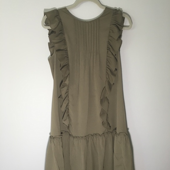 Banana Republic ruffle dress olive green - Picture 2 of 6