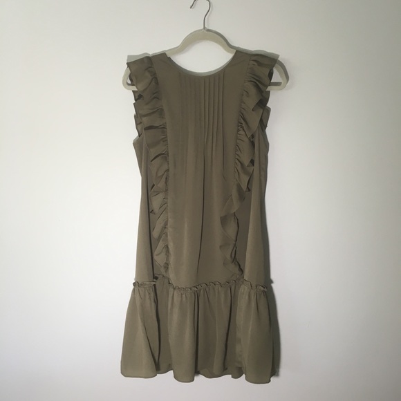 Banana Republic ruffle dress olive green - Picture 3 of 6
