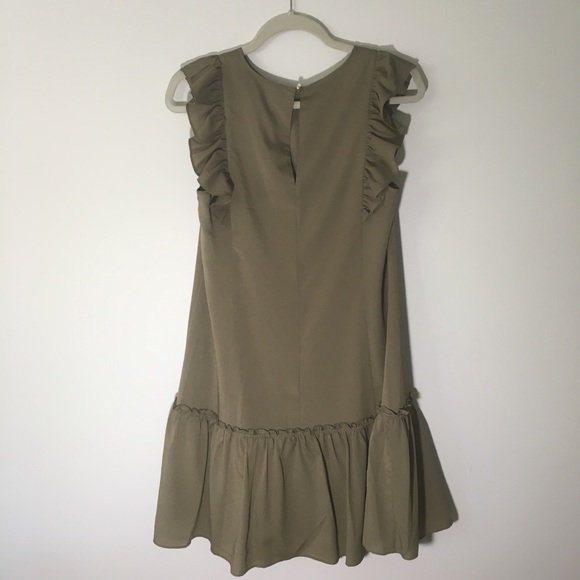 Banana Republic ruffle dress olive green - Picture 4 of 6