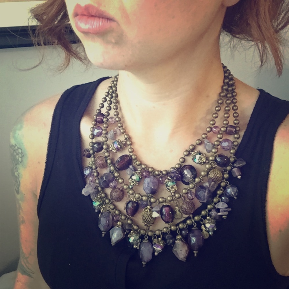 Statement amethyst bib necklace