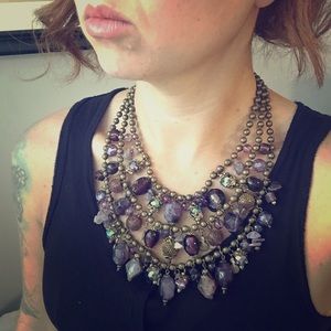 Statement amethyst bib necklace