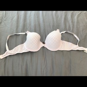Pink and brown polka dot bra