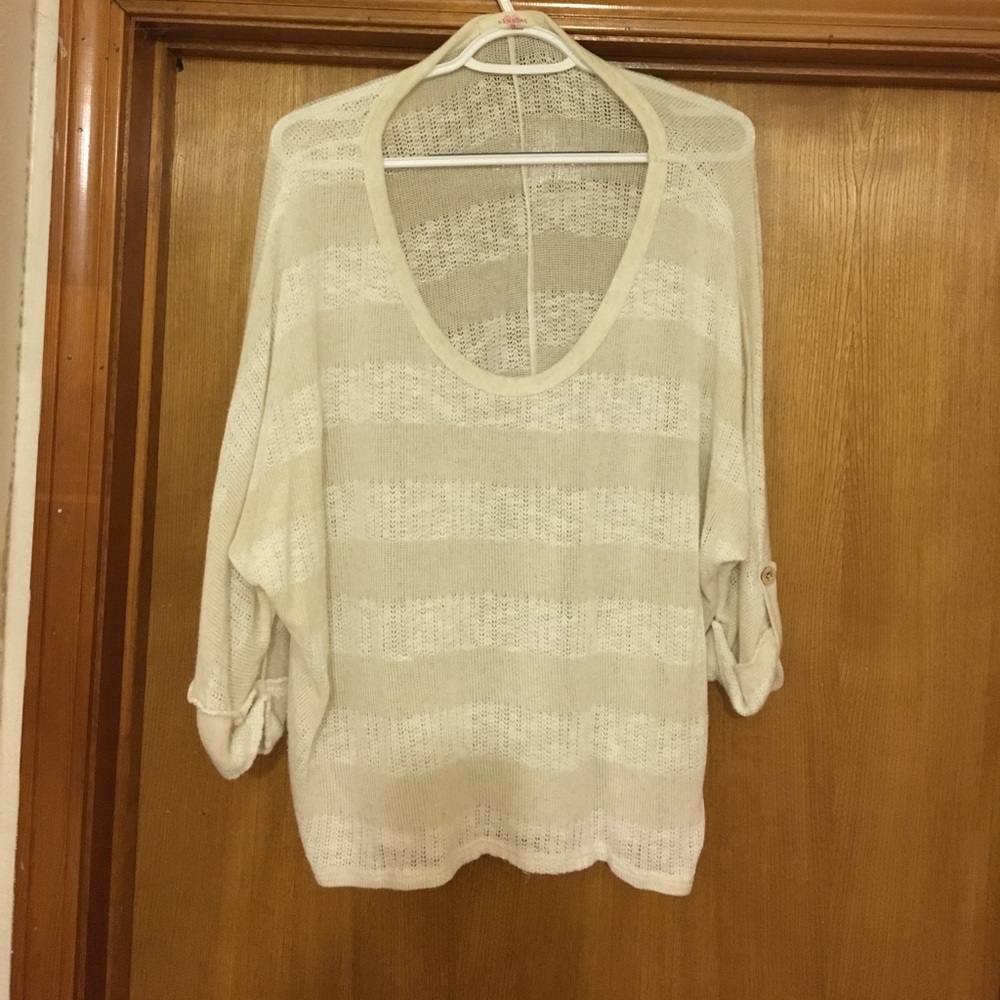 Cream and white knit sweater