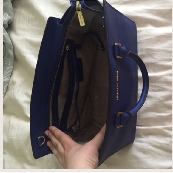 Michael Kors Blue Medium Selma Zip Top Satchel