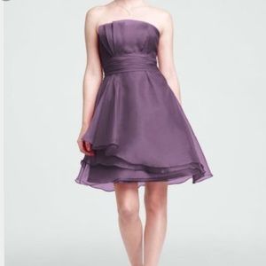 David's Bridal Strapless Short Organza Dress