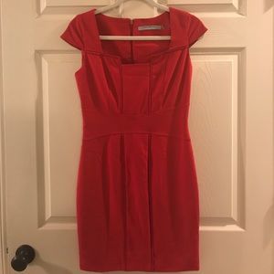 Red Petite Mini Squared Neck Cocktail Dress