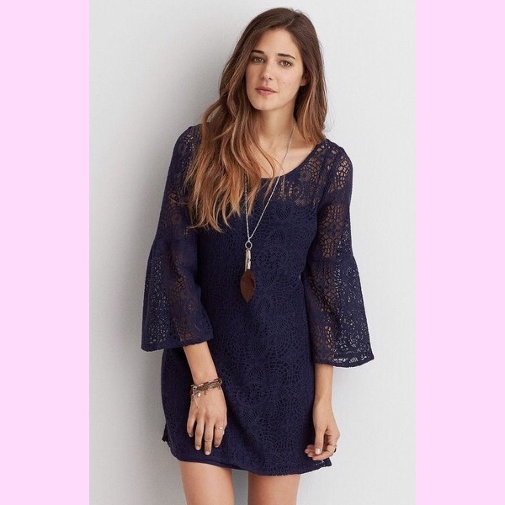 Lace bell-sleeve dress
