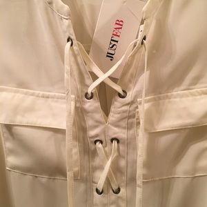 Just Fab Lace Up Top