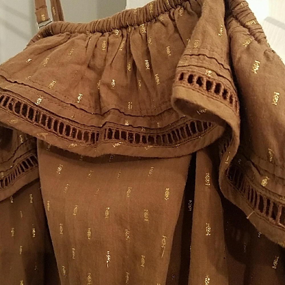 Express Brown and Gold Dress with Removable Straps