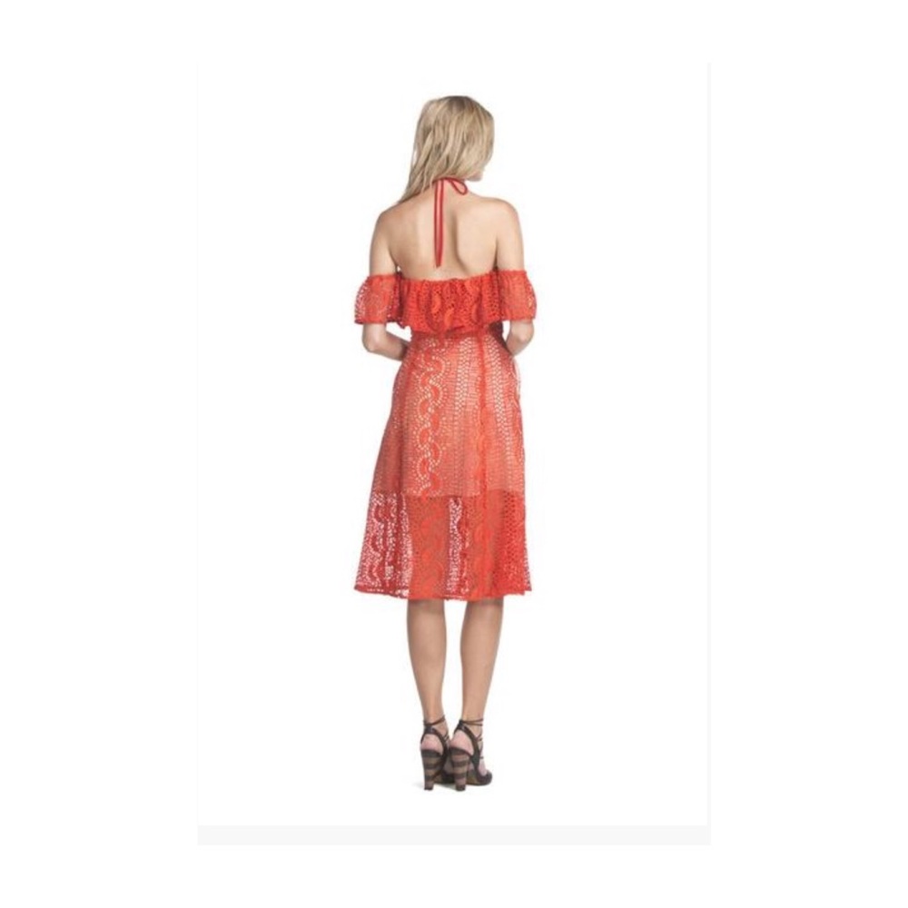 [line + dot] red laser cut dress - Picture 3 of 5