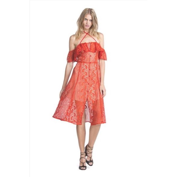 [line + dot] red laser cut dress - Picture 2 of 5