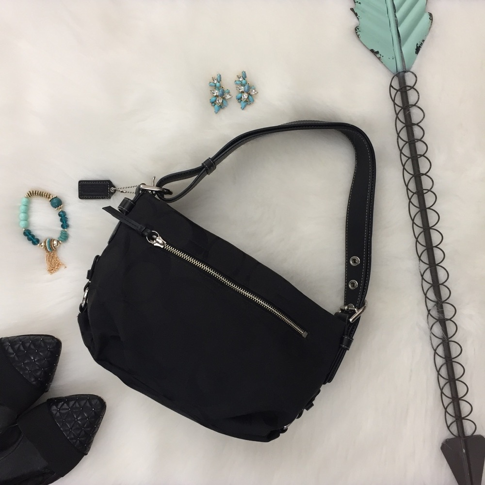 Small Black Signature Coach Canvas & Leather