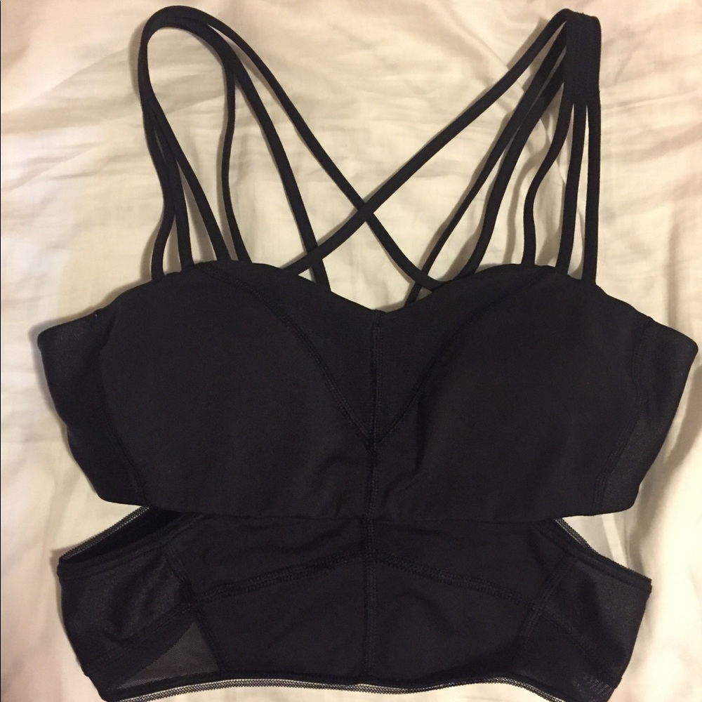Lululemon crop top mesh cutout strappy sports bra