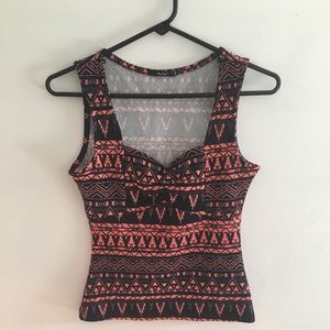 Printed Sleeveless Tribal Top