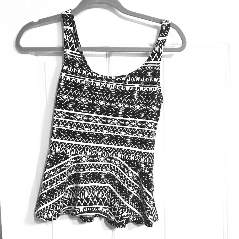 Black and white peplum tank top