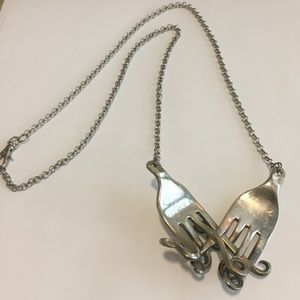 Twisted fork necklace