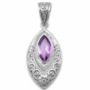 OXIDIZED MARQUISE PENDANT AMETHYST