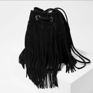 Zara Suede Fringe Bucket Bag