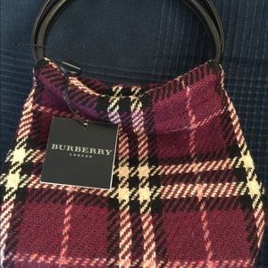 Burberry hand bag purple and black and ivory