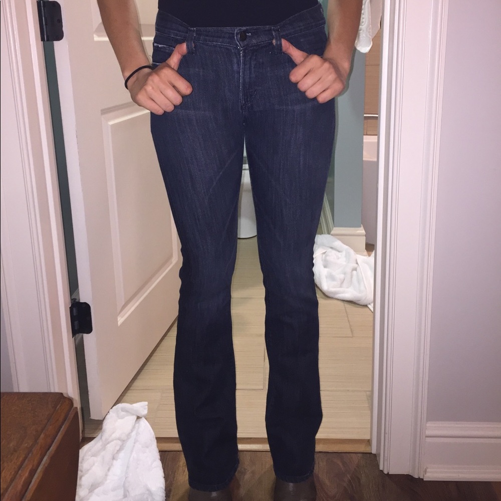 Mid rise bootcut dark wash jeans