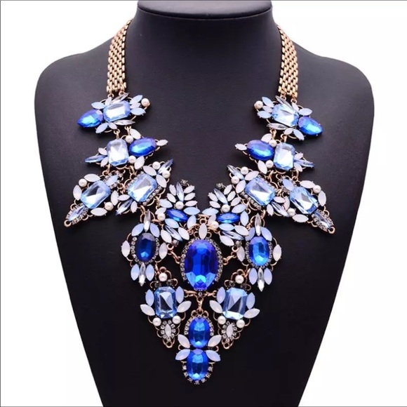New Blue Aqua Statement Necklace - Picture 1 of 2