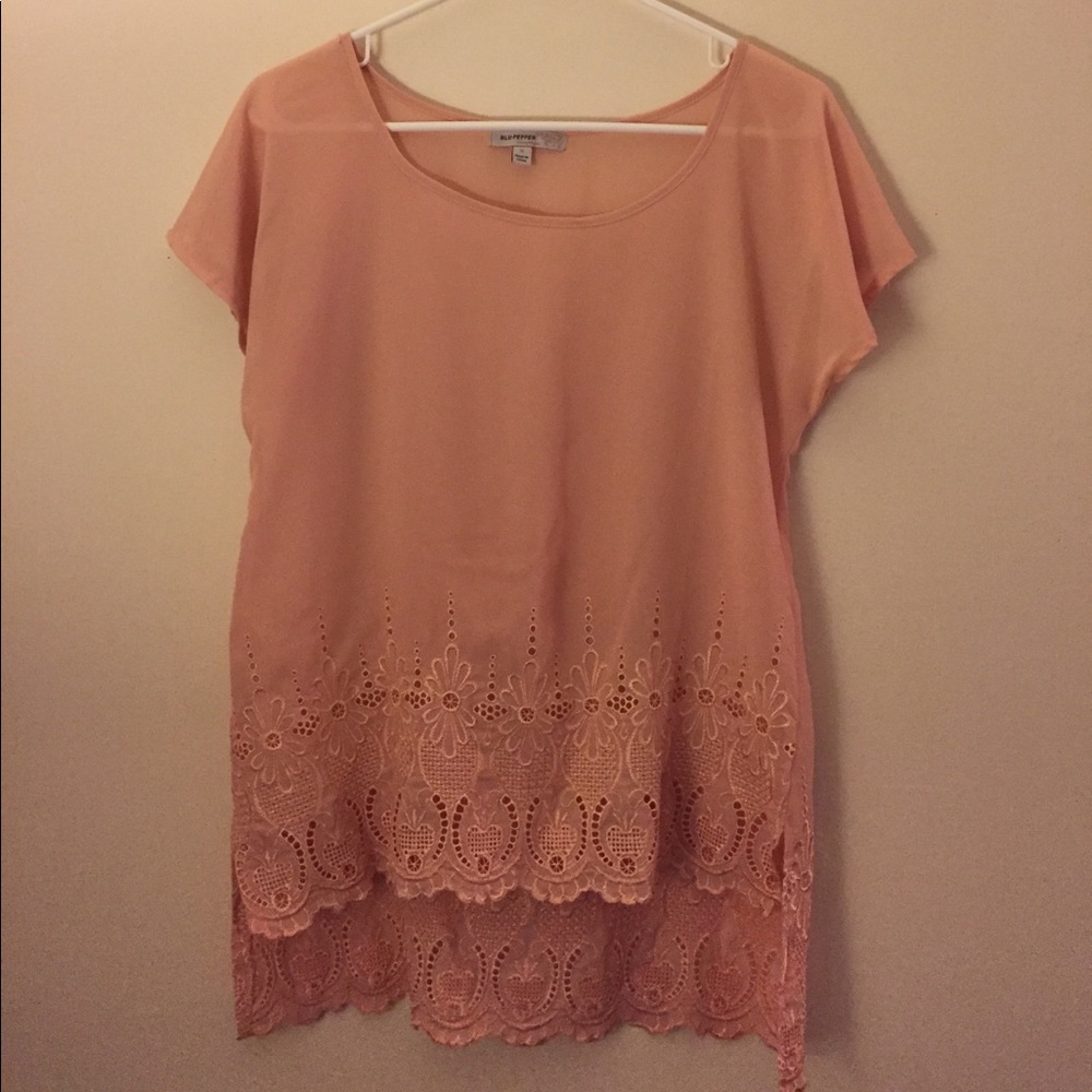 Vintage Peach Hi-Lo Blouse