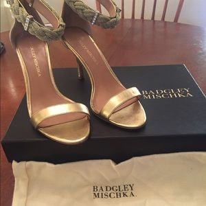 Badgley Mischka Gold Ankle Strap Heels