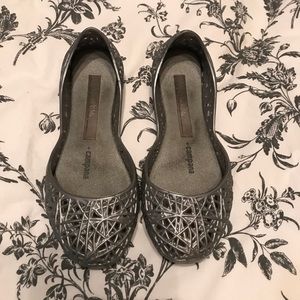 Mini Melissa campana silver ballet flat