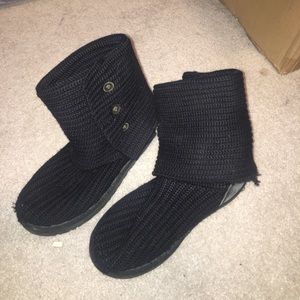 Black knit UGG boots