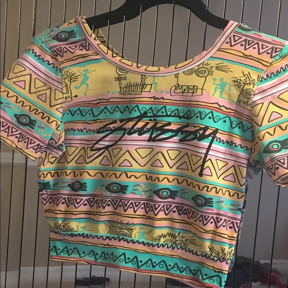 Stussy Tribal Crop Top Size M