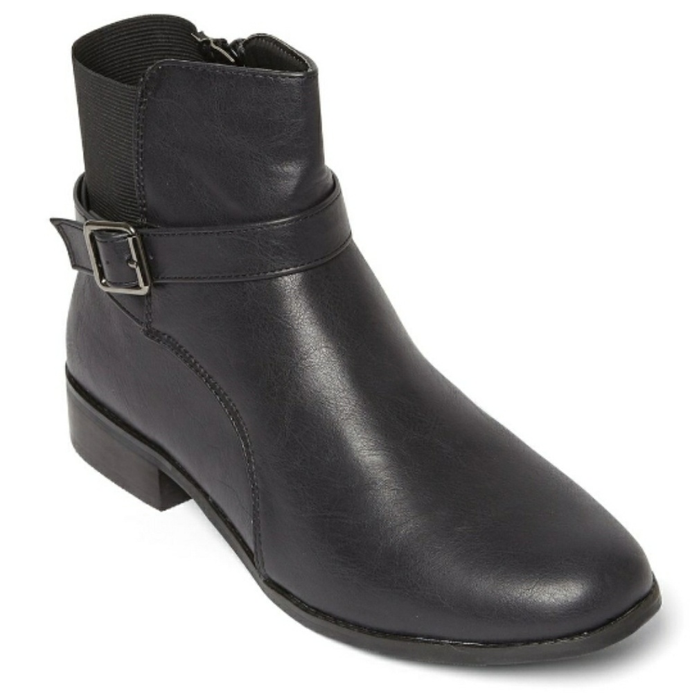 BLACK ELASTIC BACK ANKLE BOOTS 13WW