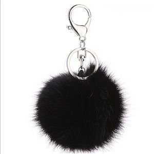 [Add on] Black Fur Pom Pom Keychain