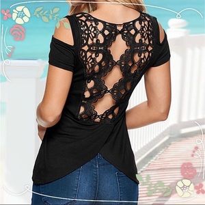 Off Shoulder Design Back T-Shirt