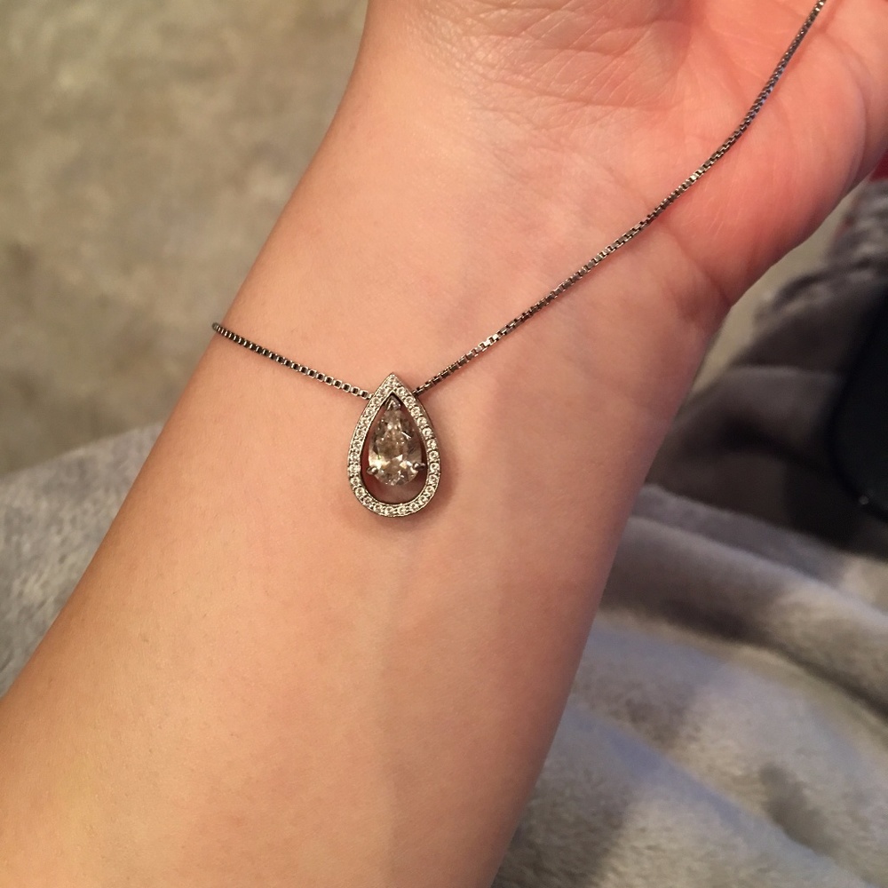 Silver tear drop necklace