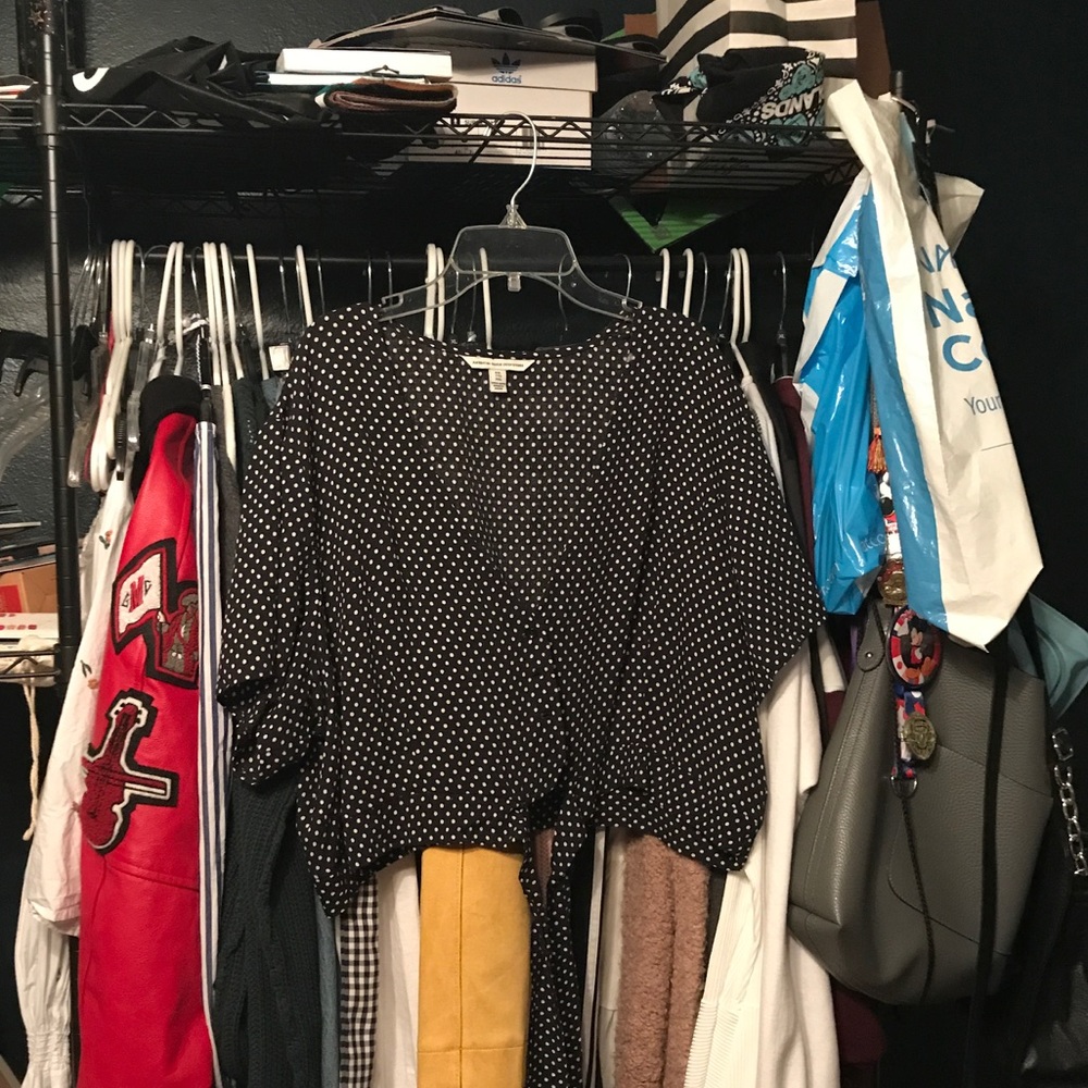american eagle crop top with a tie front