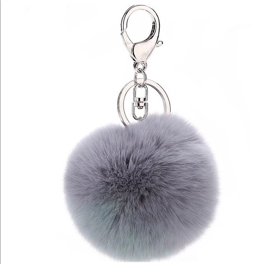 [Add on] Grey fur Pom Pom Keychain