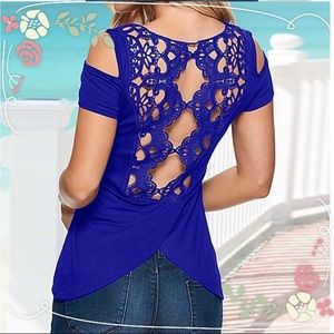 Off Shoulder Lace Design T-Shirt