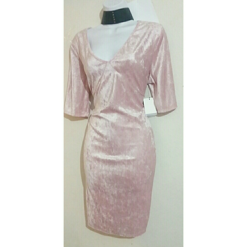 Velvet Crush 1X 2X 3X pink bodycon quartersleeve