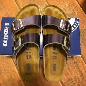 birkenstock arizona metallic violet