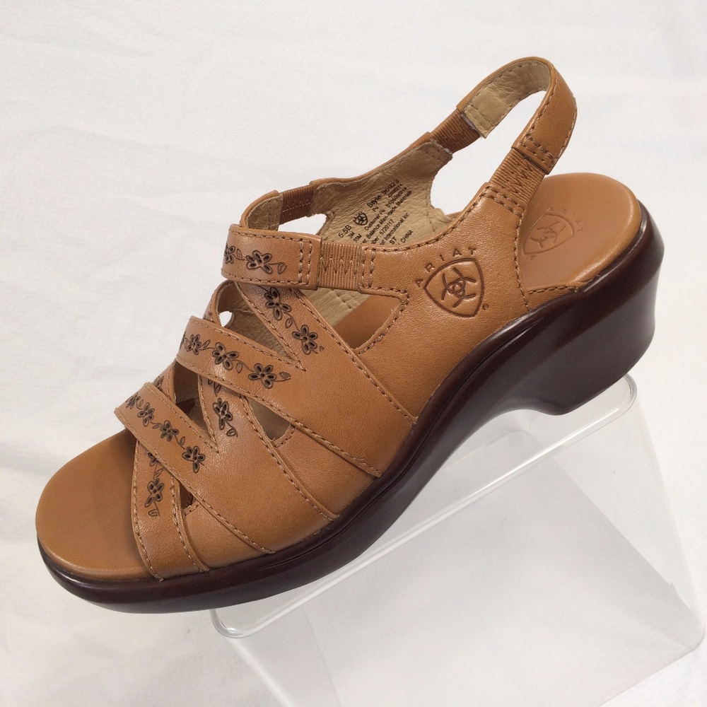 Ariat Leather Flowers Tan Comfort Sandals