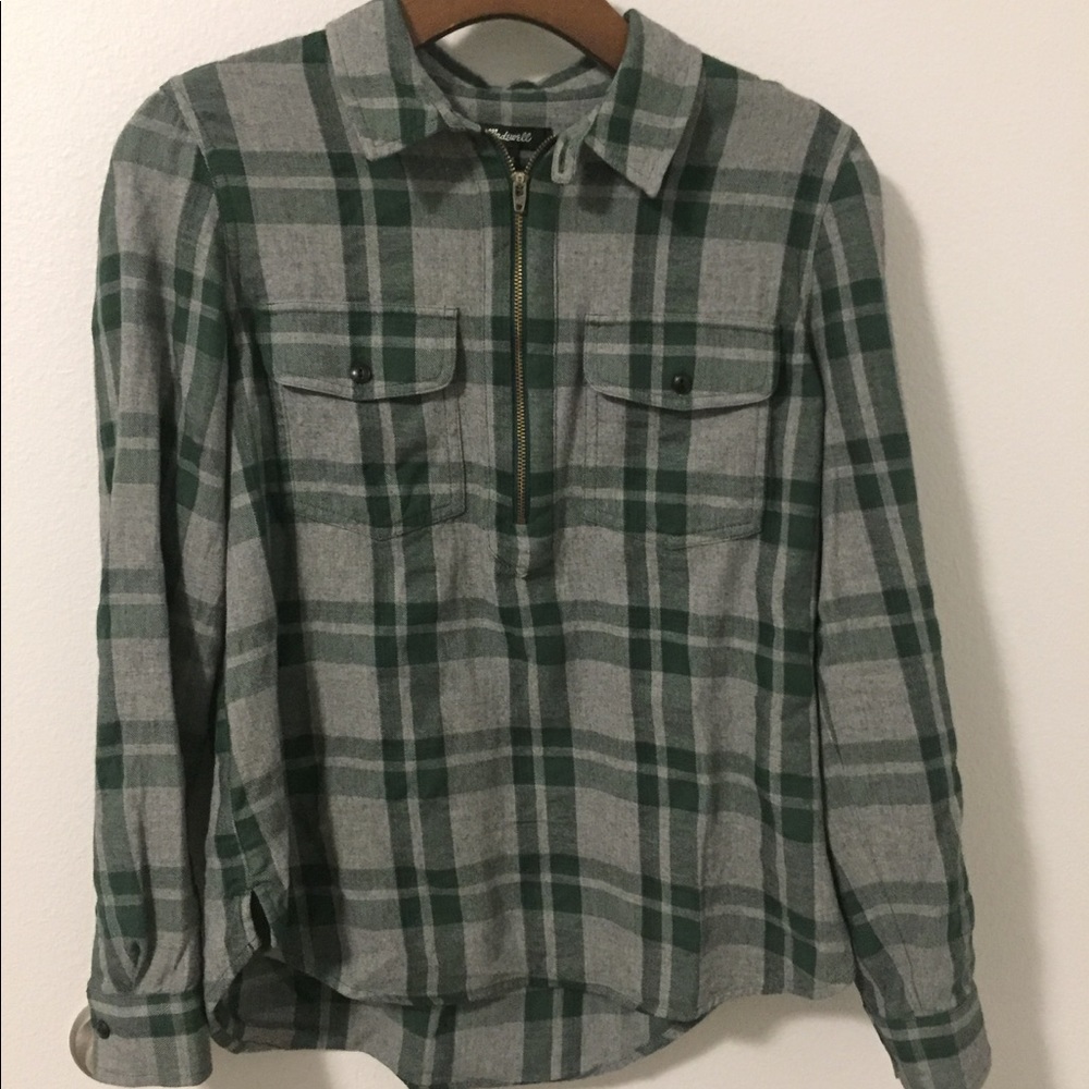 Madewell Plaid Zip Up Flannel